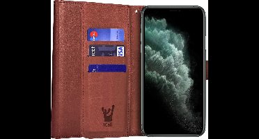 Hoesje geschikt voor iPhone 11 pro - bruin book cover Kunstleer wallet