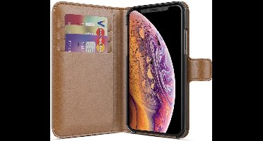 BeHello iPhone X  XS Hoesje - Wallet Case Met Ruimte Voor 3 Pasjes Bruin