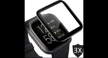 Screenprotector geschikt voor FitBit Versa 2 - Full Screen Cover Volledig Beeld - 3 Stuks