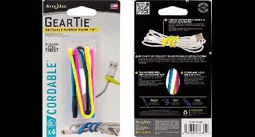 NITE IZE Gear Tie CORDABLE 6" - 4 PACK MIX COLOR