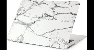 Shop4 - Geschikt voor MacBook 13 inch Pro Hoes - Hardshell Cover Marmer Wit Grijs