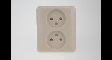 Uni Inbouw Stopcontact - 2-voudig - Crème