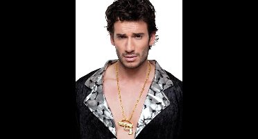 Goudkleurige pistool ketting voor volwassenen - Verkleedattribuut