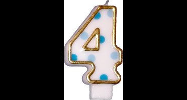 Haza Original Verjaardagskaars Cijfer 4 Goud/blauw 6 Cm