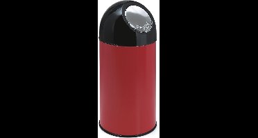V-part - Afvalbak met pushdeksel 40 ltr - Steel Plastic - rood, zwart