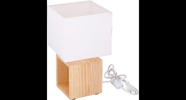 Grundig tafellamp hout met  beige stof