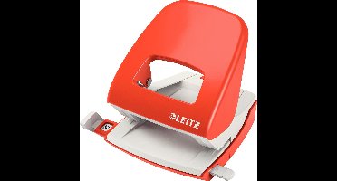 Leitz NeXXt Metalen Bureau Perforator - Perforeert Tot 30 Vel - Voor Mappen En Ringbanden - Lichtrood