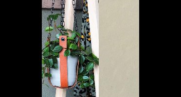 Leren plantenhanger | CREME (i.c.m. zwarte ketting)