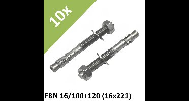 Fischer Bolt FBN 8/5 100 pieces # 45131  - 2) 10x FBN 16/100+120 (16x221)
