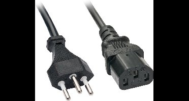 LINDY Stroom Aansluitkabel [1x Zwitserse stekker - 1x Apparaatstekker, female C13 10A] 2.00 m Zwart