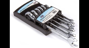 HBM 6 Delige Ring , Ratel , Steeksleutelset Engelse Maten