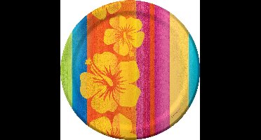 8 kartonnen Hawaii borden - Feestdecoratievoorwerp