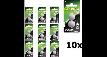 20 Stuks (10 Blisters a 2St) - GP CR2025 3v lithium knoopcel batterij