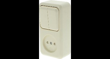 Q-LINK - Wandcontactdoos - Opbouw - 1-voudig Stopcontact - 2-voudig Serieschakelaar - Kinderbeveiliging - Polarwit