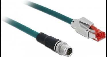 Kabel M12 8 pin X-gecodeerd naar RJ45-plug CAT5E PVC 1 meter