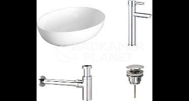 Keramische Waskomset Stadium Chroom Opbouwkraan 52x39x13 cm