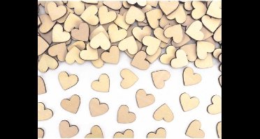 Partydeco - Confetti houten hartjes 2 x 2 cm (50 stuks)