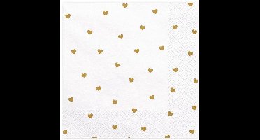PartyDeco - Servetten - Hartjes goud (20 stuks)