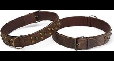 Leren halsband Mohican. Bruin.