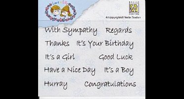 Clearstamp Nellie Snellen engelse teksten Congratulations Birthday stempel teksten tekststempel