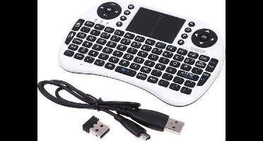 Lipa Mini draadloos toetsenbord Wit Met airmouse - Mini toetsenbord draadloos - Draadloos toetsenbord met muis - Draadloze muis - Usb oplaadbaar