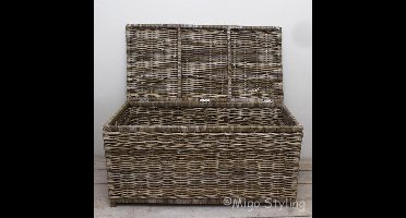 Opbergmand - Met deksel - 110x55x55 - Riet - Rotan - Grey
