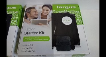 Tablet Starter kit, TARGUS, Flip case voor 9" en 10" tablets + Stylus Pen + Cleaning Pad, Zwart