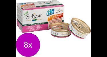 Schesir Kat Mp Blik Gelei 6x50 g - Kattenvoer - 8 x Kipfilet&Ham