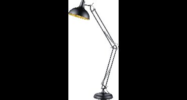 REALITY SALVADOR - Vloerlamp - Zwart mat - excl. 1x E27 4 W - Snoerschakelaar - Zwenkbaar - Wandmontage - Uitschuifbaar