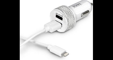 Port Designs Car Charger 2x USB + Lightning Cable