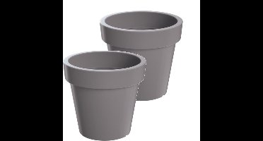 Bloempot Buiten Rond Lofly 25cm STEENGRIJS Prosperplast / 2 STUKS ! /