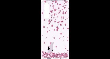 Shop4 - Huawei P30 Hoesje - Zachte Back Case Kat en bladeren