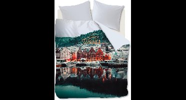 Ambiante Escape - Dekbedovertrek - Eenpersoons - 140x200/220 cm - Blauw Groen