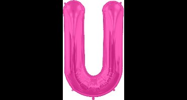 Magenta letterballon letter U - 86 cm