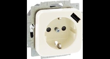 Busch-Jaeger Reflex inbouw stopcontact met randaarde en USB | polarwit
