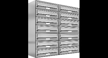 Brievenbus 14 adressen muurmontage RVS