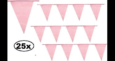 25x Vlaggenlijn roze 10meter - vlaglijn thema feest festival pride themaparty decoratie