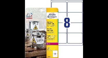 Avery-Zweckform L4715-20 Folie-etiketten 67.7 x 99.1 mm Polyester folie Wit 160 stuk(s) Permanent hechtend Laser (kleur