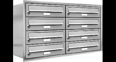 Brievenbus muurmontage 8 personen met overstekende rand ( inbouw)