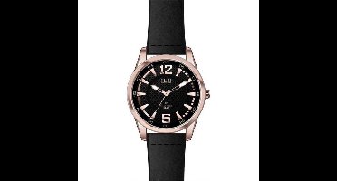Q&Q heren horloge Q890J801Y met zwart leren horlogeband