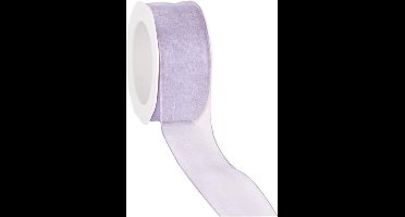 Wired organzalint Lavendel 38 mm / 20 mtr. Organza lint met draad