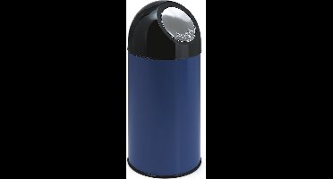 V-part - Afvalbak met pushdeksel 40 ltr - Steel Plastic - blauw, zwart