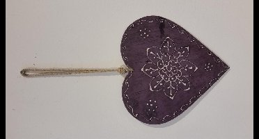 Hart - Metaal - Paars - Handmade - 38 cm