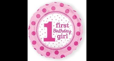 1st Birthday Meisje, FolieBallon, 43 cm