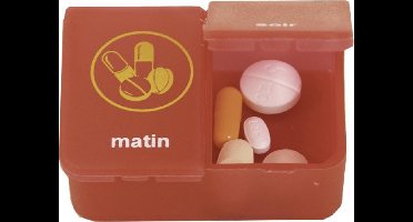 Pillendoos 1 dag - 2 vaks transparant rood FR