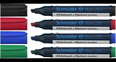 Schneider whiteboard stiften - Maxx 293 - beitelpunt - 4 stuks assorti - S-129394