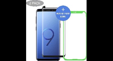 2x Screenprotector geschikt voor Samsung Galaxy S9 - Tempered Glass Case-Friendly Zwart en Lijm over het Hele Beeld (+ Installatie-tool)