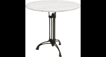 Tuintafel wit marmer 80cm met gietijzeren pootstel