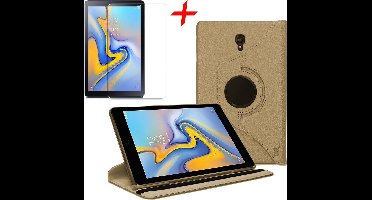 Hoesje geschikt voor Samsung Galaxy Tab A 10.5 (2018) - 360 Graden Draaibaar Book Case Goud + Screenprotector Gehard Glas Tempered Glass van iCall