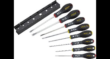 Stanley 8-Delige FatMax Schroevendraaierset Parallel 3.5 X 75mm. 5.5 X 125mm Standaard 4 X 100mm. 6.5 X 150mm. 8 X 150mm Phillips Ph0 X 75mm. Ph1 X 100mm. Ph2 X 125mm